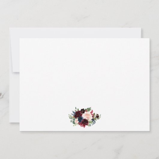 日付の保存Burgundyブルーフローラフォト金ゴールドカード サンキューカード (裏面)