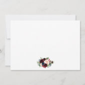 日付の保存Burgundy Blueフローラフォトカード サンキューカード (裏面)