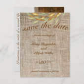 日付の保存Burlapリース秋 招待状 (正面/裏面)