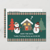 日付の保存Christmasプレイドパーティー 案内ポストカード (正面/裏面)