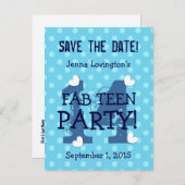 日付の保存FAB10代の誕生日V14A BLUE AQUA 案内ポストカード (正面/裏面)