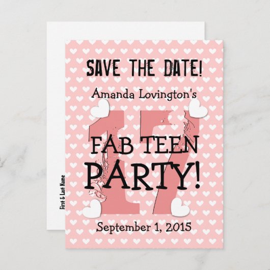 日付の保存FAB10代の誕生日V17C PINK 案内ポストカード (正面/裏面)