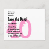 日付の保存FAB 40誕生日パーティーV06Aピンクティール(緑がかった色) 案内ポストカード (裏面)