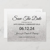 日付の保存Fundraiser企業の Silverグリッター ポストカード (正面/裏面)