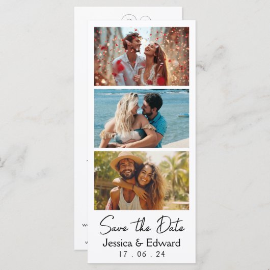 日付の保存PhotoBooth Qrコード白黒シック (正面/裏面)