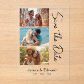 日付の保存PhotoBooth Qrコード白黒シック アクリル招待状 (正面)