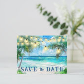 日付の保存QRコード熱帯ビーチ発表 ポストカード (スタンド正面)