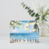 日付の保存QRコード熱帯ビーチ発表 ポストカード (スタンド正面)