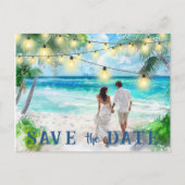日付の保存QRコード熱帯ビーチ発表 ポストカード (正面)