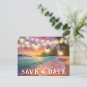 日付の保存QRコード熱帯ビーチ発表 ポストカード (スタンド正面)