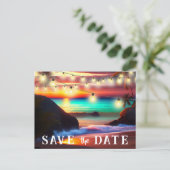 日付の保存QRコード熱帯ビーチ発表 ポストカード (スタンド正面)