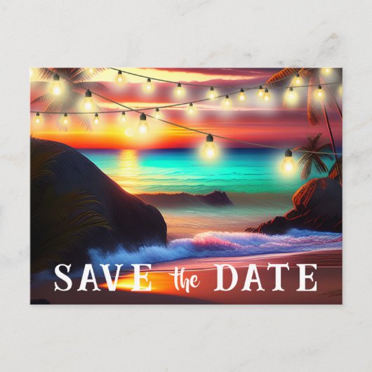 日付の保存QRコード熱帯ビーチ発表 ポストカード (正面)