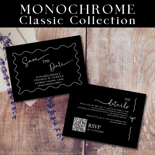 日付の保存QRコード白黒モノクロ ノートカード