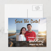 日付の保存Summerビーチ結婚式はがき 案内ポストカード (正面/裏面)