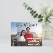 日付の保存Summerビーチ結婚式はがき 案内ポストカード (スタンド正面)