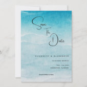 日付の保存Summer Blue海ビーチ結婚式 招待状 (正面)