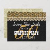 日付の保存SURPRISE 50誕生日V002B金ゴールド 案内ポストカード (正面/裏面)