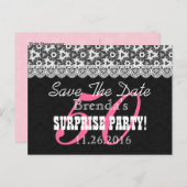 日付の保存SURPRISE 50th誕生日V010B BLACK 案内ポストカード (正面/裏面)