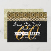 日付の保存SURPRISE 60th誕生日V002C金ゴールド 案内ポストカード (正面/裏面)