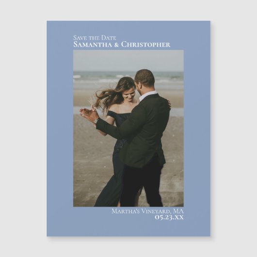 日付の保存Vertical Photo Dusty Blue Magnet (正面)