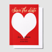 日付の保結婚存(ハート) ベラム紙招待状 (オフセット)