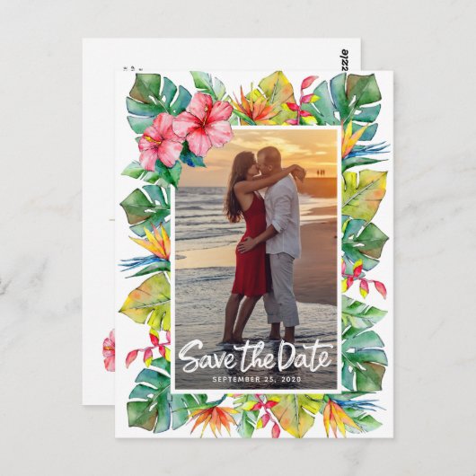 日付の保結婚存 |フォトトロピカルポストカード ポストカード (正面/裏面)