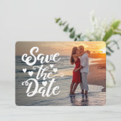 日付の保結婚存 |手書きスクリプトハート 招待状 (スタンド正面)