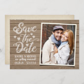 日付の保結婚存 |木製はがき上の写真 招待状 (正面/裏面)