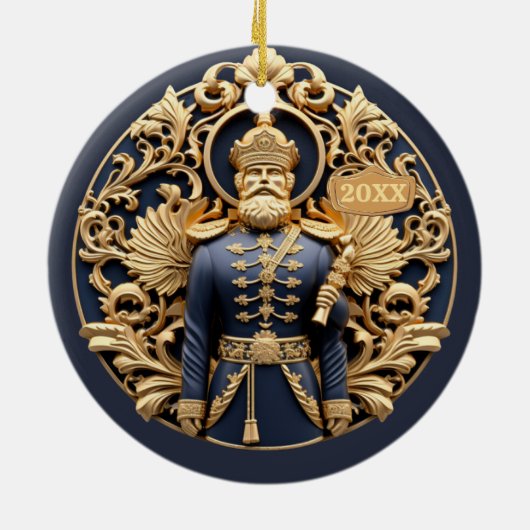 日付の兵士のクリスマス装飾品 セラミックオーナメント (裏面)