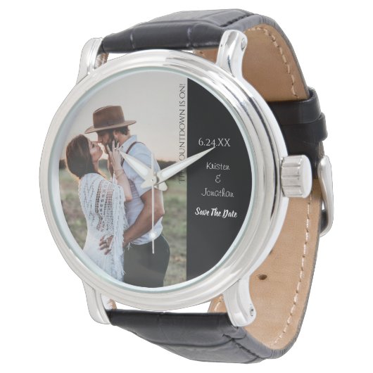 日付の写ユニーク真を保モダンおもしろい結婚存する 腕時計 (アングル)