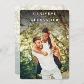 日付の写真の名モダン前を暗エレガントく保存 招待状 (正面/裏面)