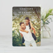 日付の写真の名モダン前を暗エレガントく保存 招待状 (スタンド正面)