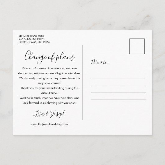 日付の写真の結婚おもしろいの変モダン更 案内ポストカード (裏面)