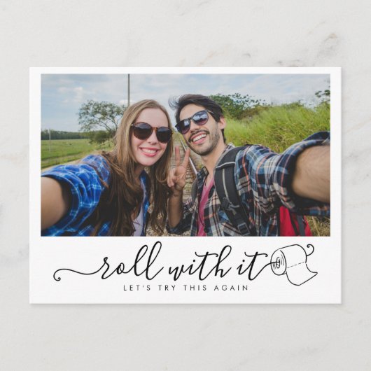 日付の写真の結婚おもしろいの変モダン更 案内ポストカード (正面)