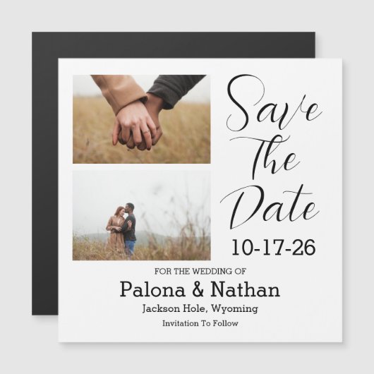 日付の写真の薄い磁気カードを保存 マグネット招待状 (正面/裏面)