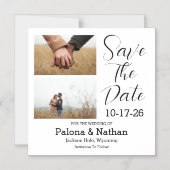 日付の写真の薄い磁気カードを保存 マグネット招待状 (正面)