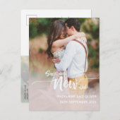 日付の写真の重結婚ね合わせはがきを変更する 案内ポストカード (正面/裏面)