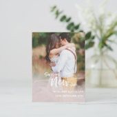 日付の写真の重結婚ね合わせはがきを変更する 案内ポストカード (スタンド正面)