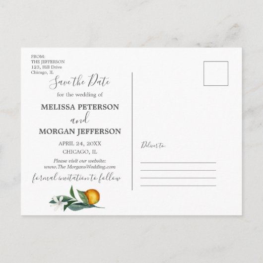 日付の写真はがきを除いてオレンジガーデン 案内ポストカード (裏面)