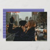 日付の写真をモダン保存するデジタルラベンダー 招待状 (正面/裏面)