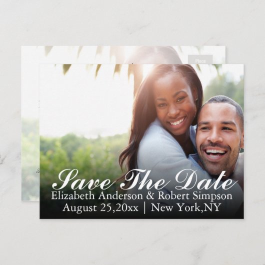 日付の写真を保シンプル存 案内ポストカード (正面/裏面)