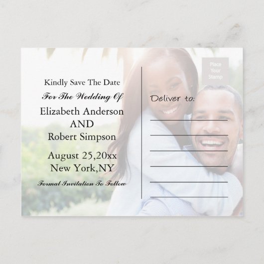 日付の写真を保シンプル存 案内ポストカード (裏面)