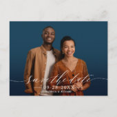 日付の写真を保存したシックな書道の結婚式 ポストカード (正面)