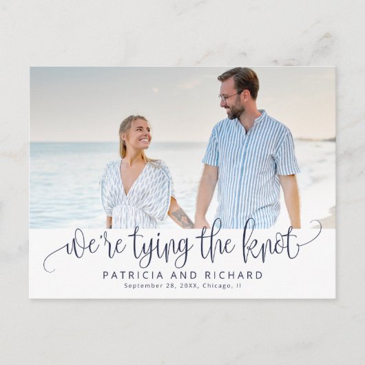 日付の写真を保存して結び目の結婚式 ポストカード (正面)