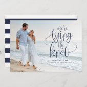 日付の写真を保存して結び目の結婚式 招待状 (正面/裏面)