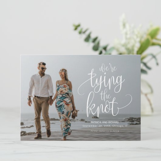 日付の写真を保存して結び目の結婚式 招待状 (スタンド正面)