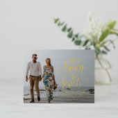 日付の写真を保存して結び目の結婚式 箔シーズンポストカード (立ち正面)