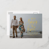 日付の写真を保存して結び目の結婚式 箔シーズンポストカード (正面/裏面)