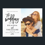 日付の写真を保存するシックな手書き セーブザデート<br><div class="desc">これとエレガント写真を撮モダンって、デートカードに黒いブラシ文字の美しいフォントを入れます。シック・タイポグラフィの残りのコレクションを見るには、店を訪れる。</div>