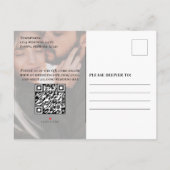 日付の写真を保存するQRコードミニマルモダンリスト 案内ポストカード (裏面)